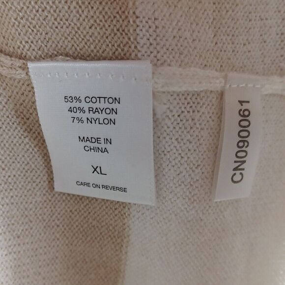 NWT 7th Avenue Design Studio New York White Tan Striped Short Sleeve Sweater XL - Picture 7 of 7